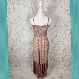 American Eagle Floral Print Smocked Tiered Strappy Maxi Dress